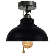 FSLiving RV Adjustable Wall Light with Zipper Switch 12V Black Decorative Light RV Ceiling Light Iron Shade Hallway Light Fixtures Ceiling Mount Industrial Semi Flush Mount for RV Camper - 1 Light